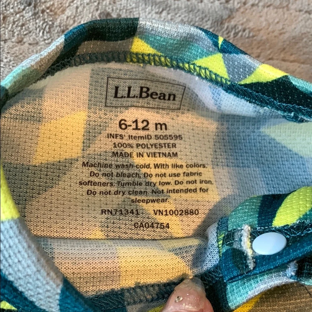 L.L. Bean Geometric Print One-Piece Bodysuit in Yellow, Green, Teal
